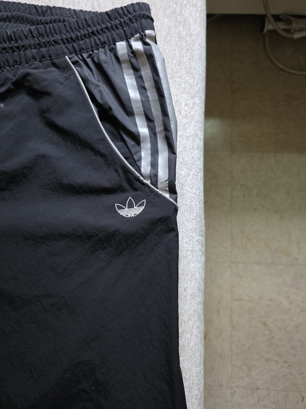 Adidas Black Track Pants with Three-Stripe Detail
